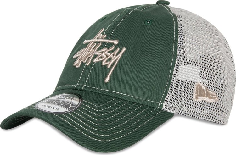 Stussy New Era 9Twenty Basic Trucker Green