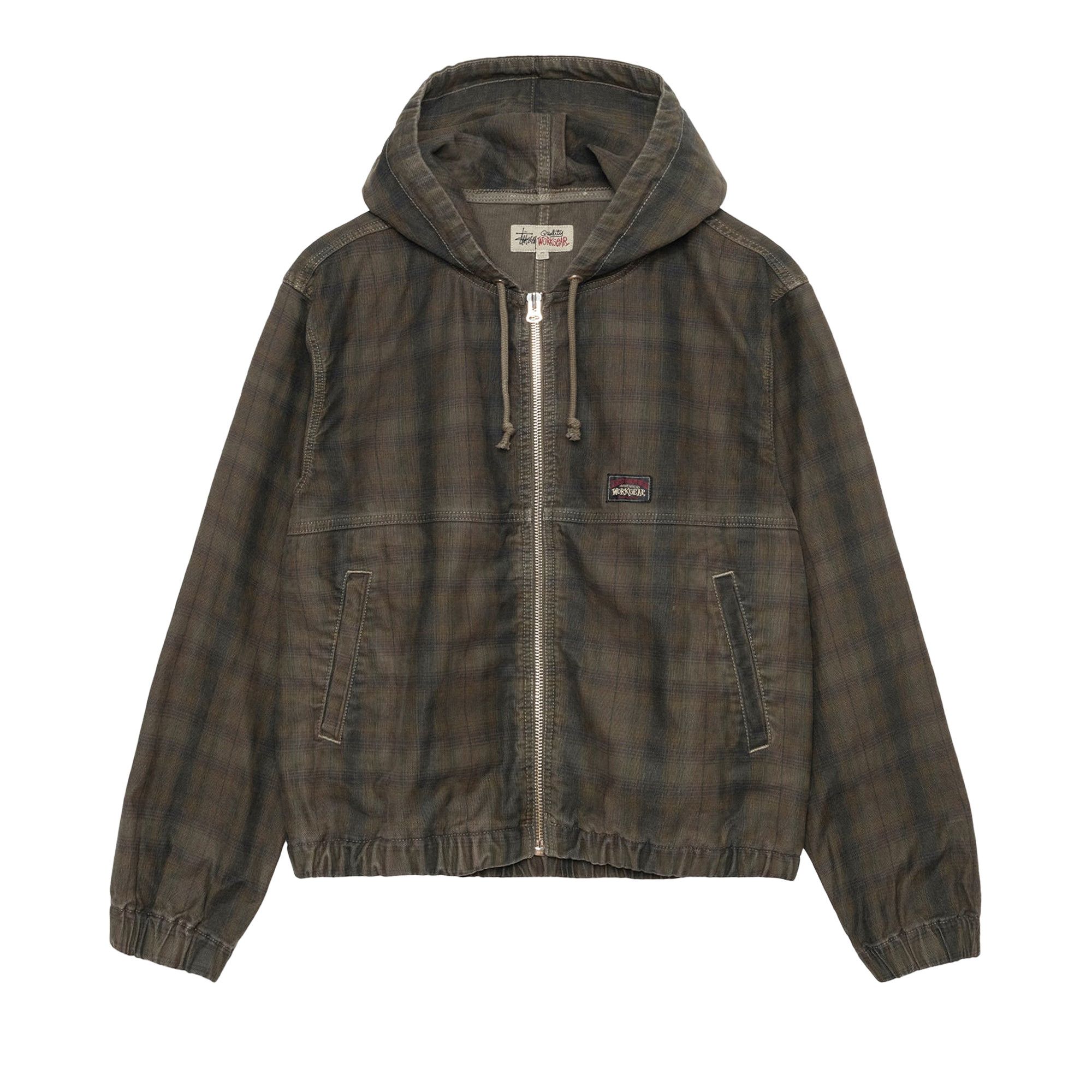 Buy Stussy Unlined Plaid Zip Hoodie 'Olive' - 115768 OLIV | GOAT