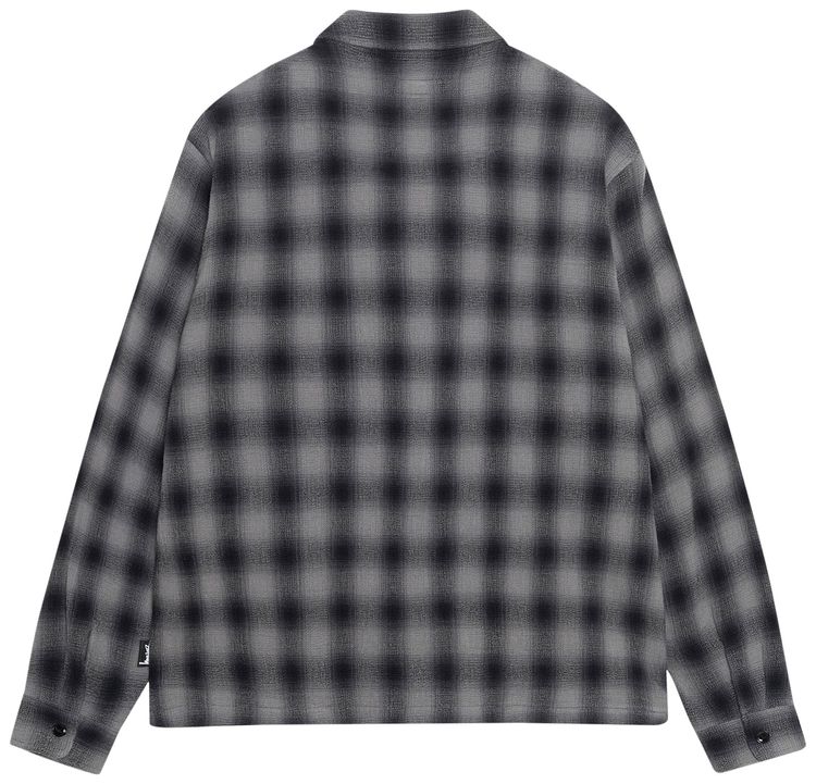 Stussy Zip Twisted Yarn Plaid Shirt Charcoal