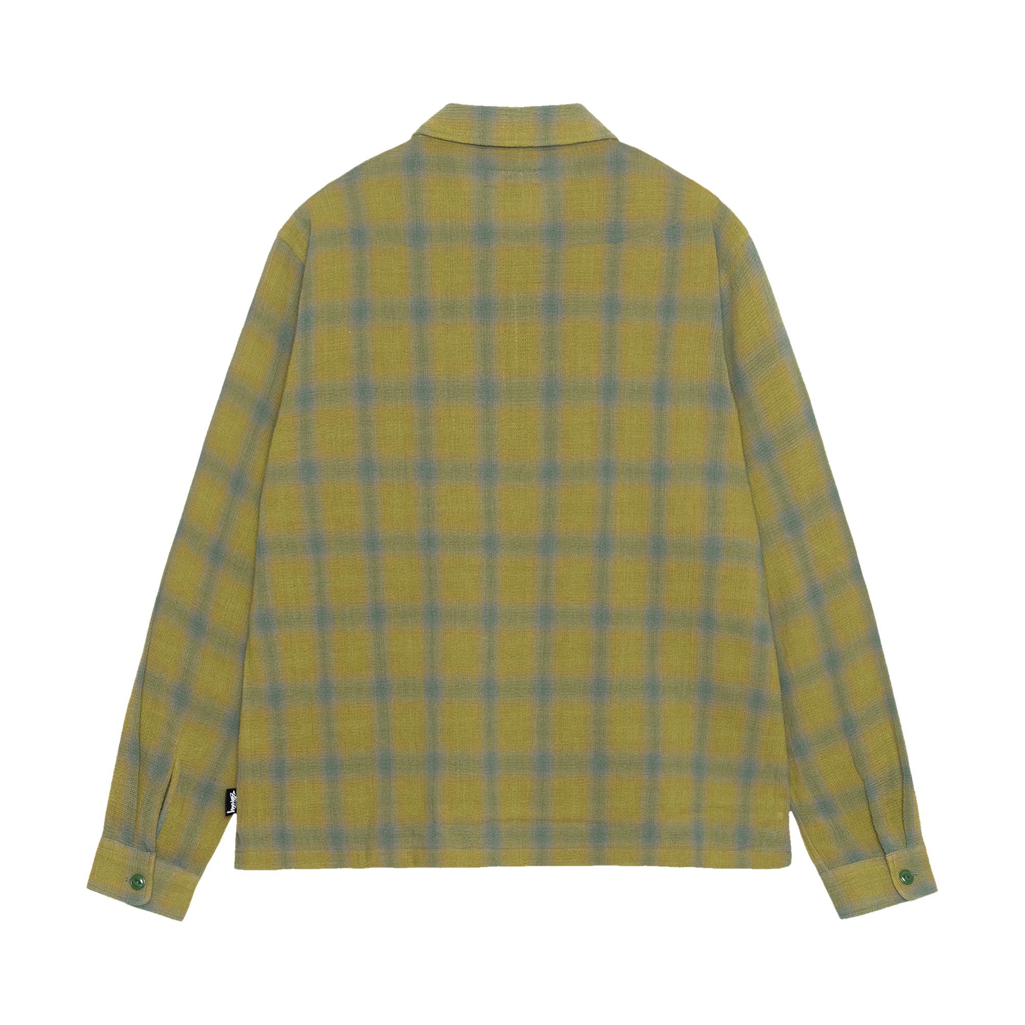 Buy Stussy Zip Twisted Yarn Plaid Shirt 'Green' - 1110327 GREE | GOAT