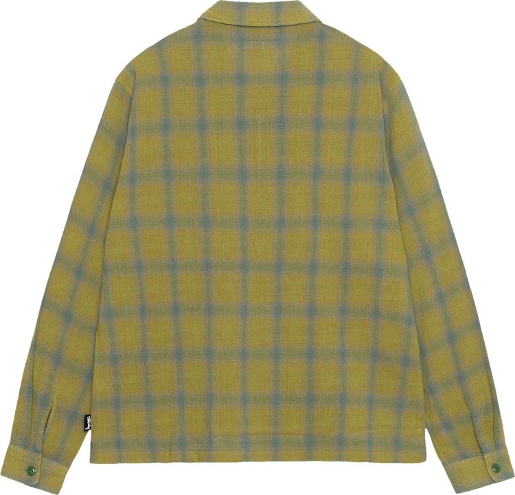 Stussy Zip Twisted Yarn Plaid Shirt Green