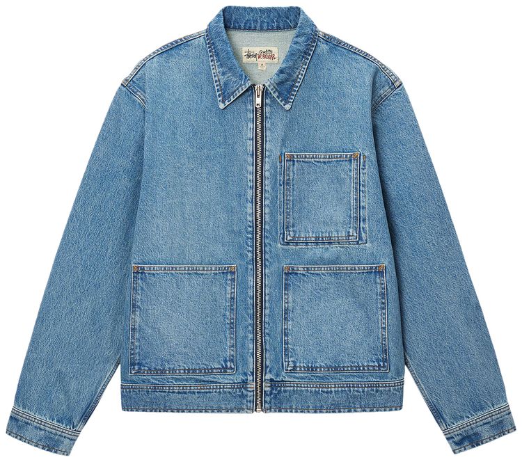 Stussy Zip Work Jacket Washed Blue