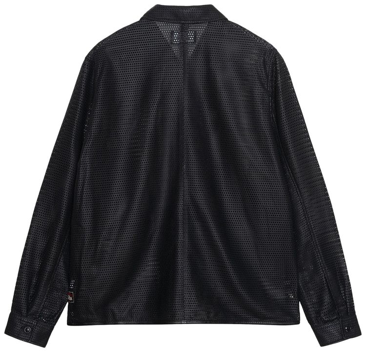 Stussy Perforated Leather Zip Shirt Black