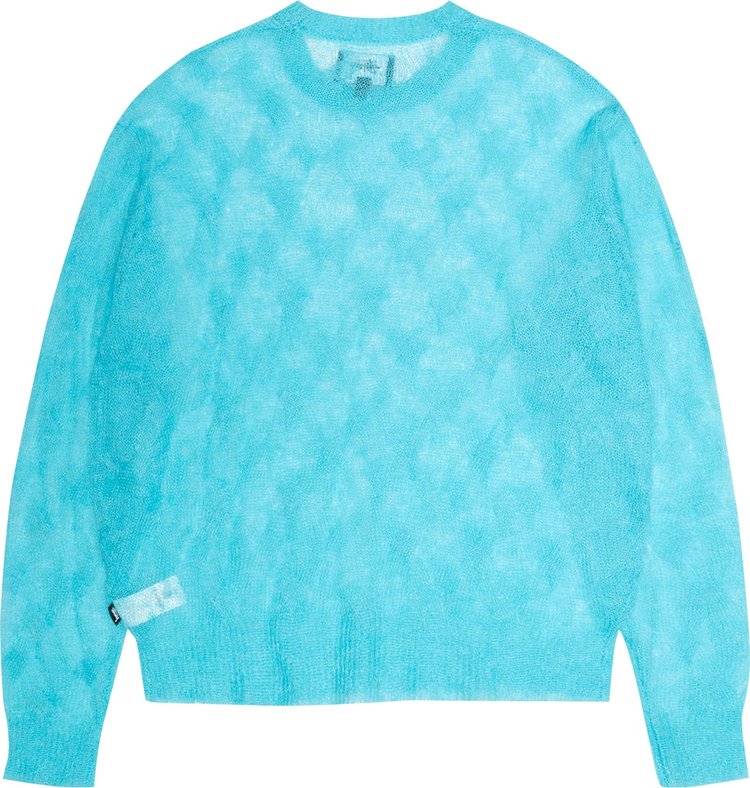 Stussy Loose Knit Cross Cable Sweater Cyan