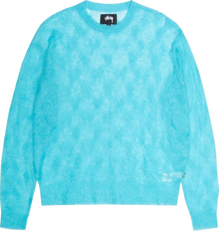 Stussy Loose Knit Cross Cable Sweater Cyan