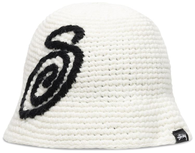 Stussy Swirly S Knit Bucket Hat Bone