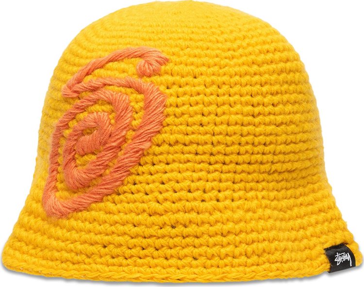 Stussy Swirly S Knit Bucket Hat Yellow