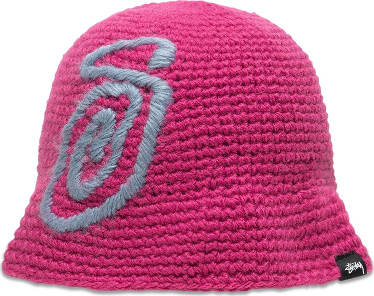 Stussy Swirly S Knit Bucket Hat Berry