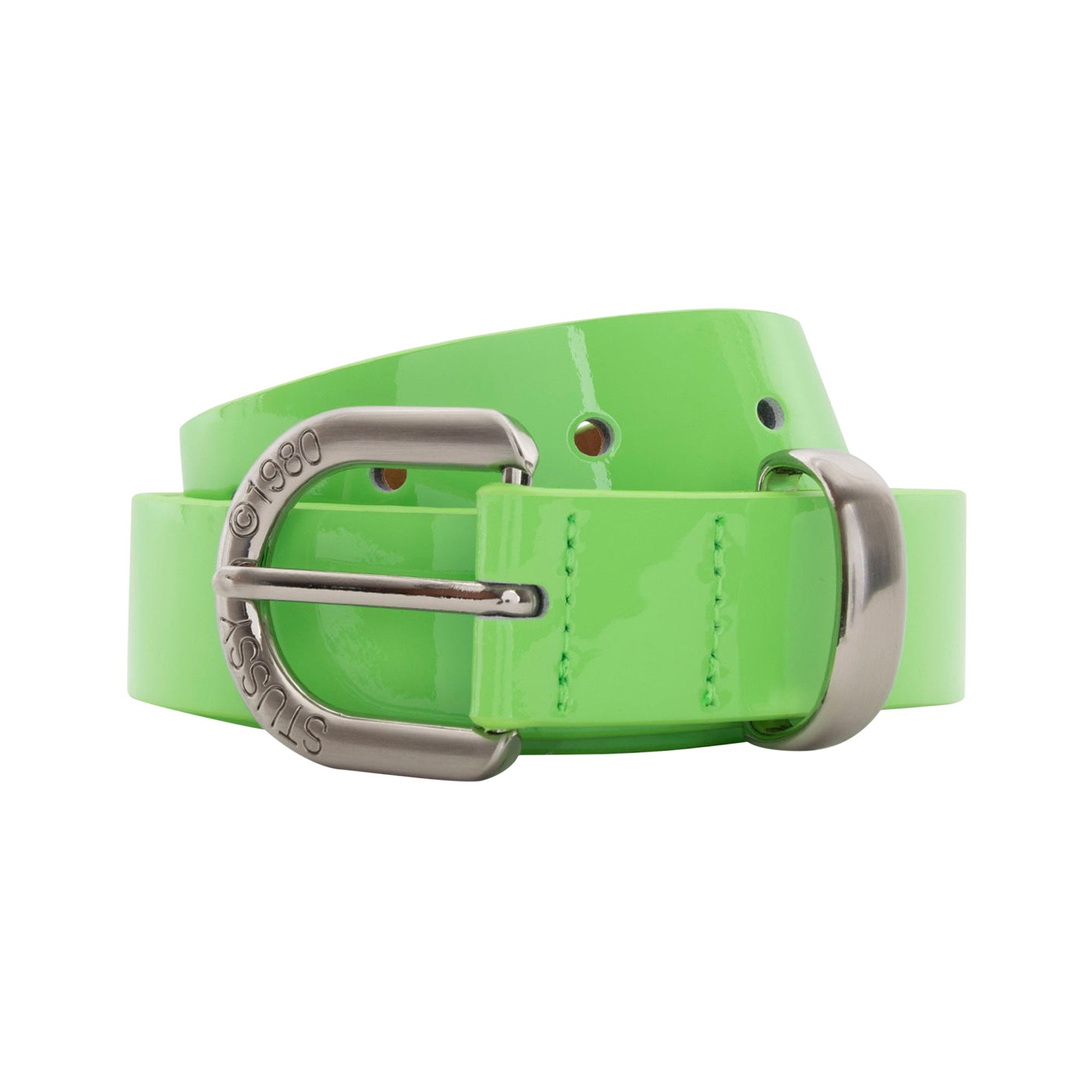 Stüssy: Men's Patent Leather Belt (Neon Green) | DSMNY E-SHOP