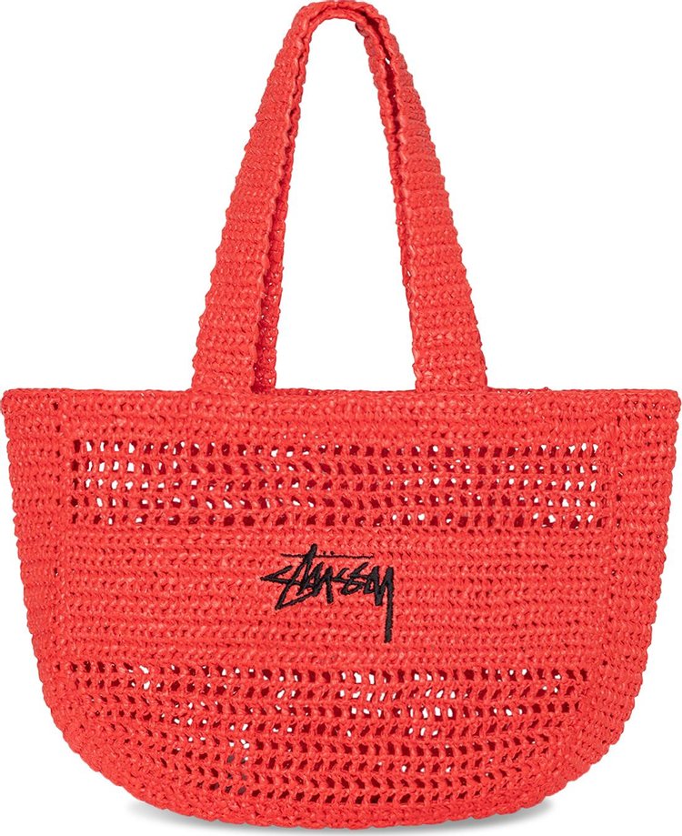 Stussy Raffia Tote Bag Red