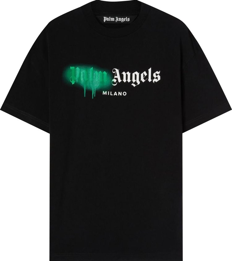 Palm Angels Milano Sprayed T Shirt BlackGreen