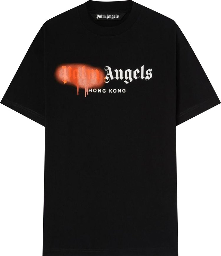 Palm Angels Hong Kong Sprayed T Shirt BlackOrange