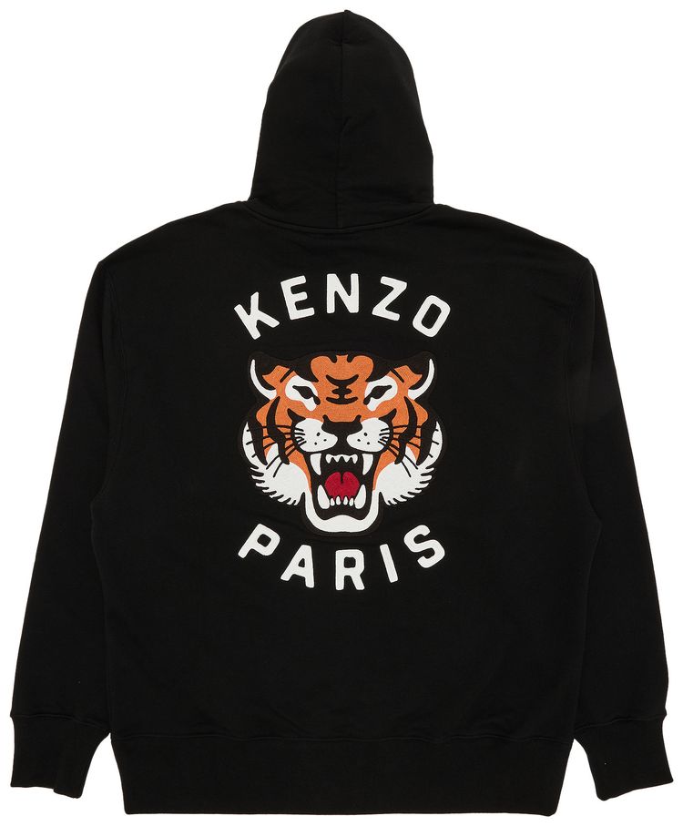 Kenzo Lucky Tiger Oversize Embroidered Hoodie Black