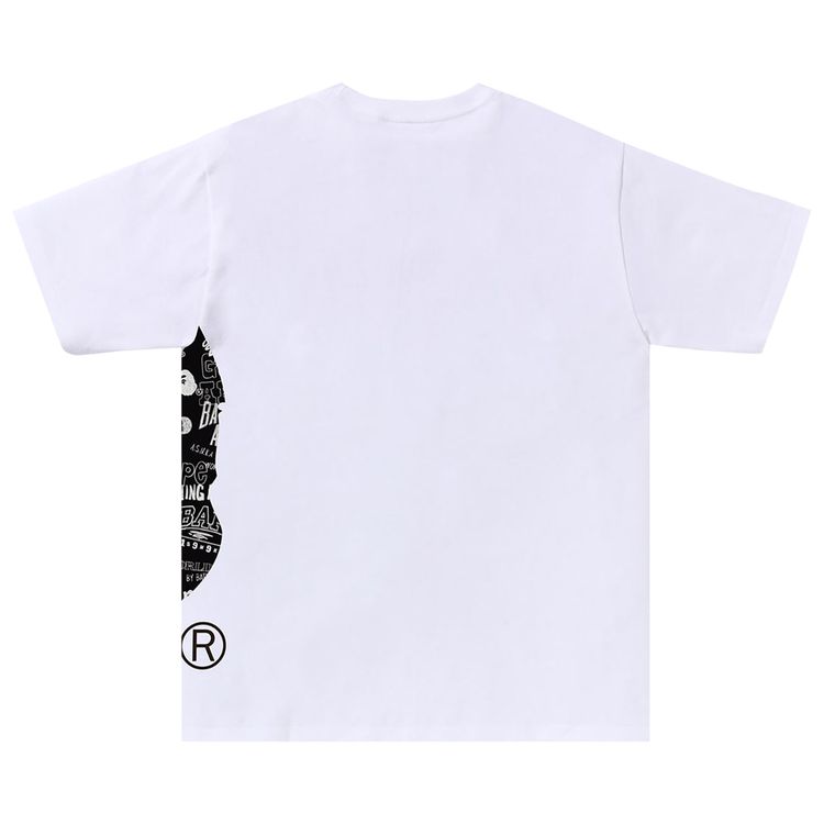 BAPE Hand Drawn Pattern Side Big Ape Head Tee WhiteBlack