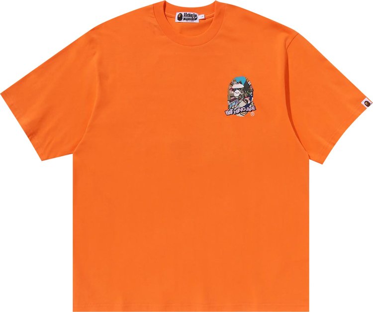 BAPE Comic Art Ape Head Relaxed Fit Tee Orange