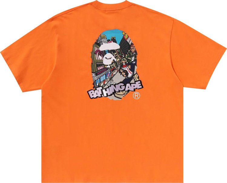 BAPE Comic Art Ape Head Relaxed Fit Tee Orange