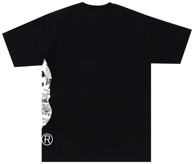 BAPE Hand Drawn Pattern Side Big Ape Head Tee BlackWhite