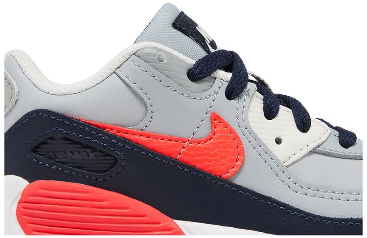 Nike Air Max 90 Leather TD Light Smoke Grey Bright Crimson