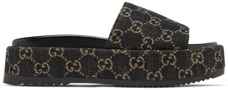 Gucci Wmns GG Lame Platform Slide Sandal Black