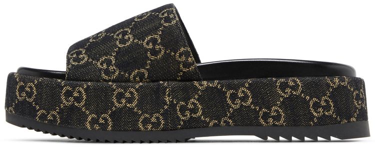 Gucci Wmns GG Lame Platform Slide Sandal Black