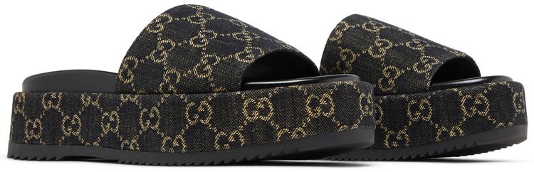 Gucci Wmns GG Lame Platform Slide Sandal Black