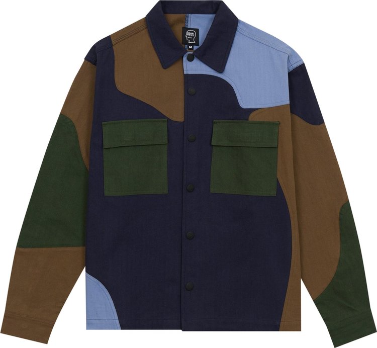 Brain Dead Patchwork Military Field Shirt Jacket Navy