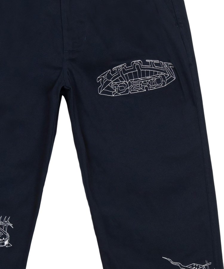 Brain Dead Whips and Chains Wide Leg Pleated Pants Navy