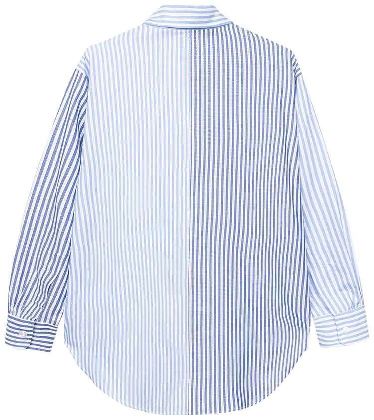 Brain Dead Sunflower Paneled Oxford Button Up Shirting BlueWhite