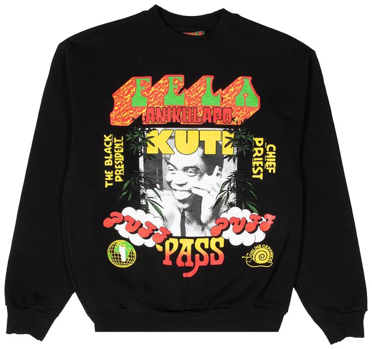 Online Ceramics x Fela Kuti Puff Puff Pass Crewneck Off Black