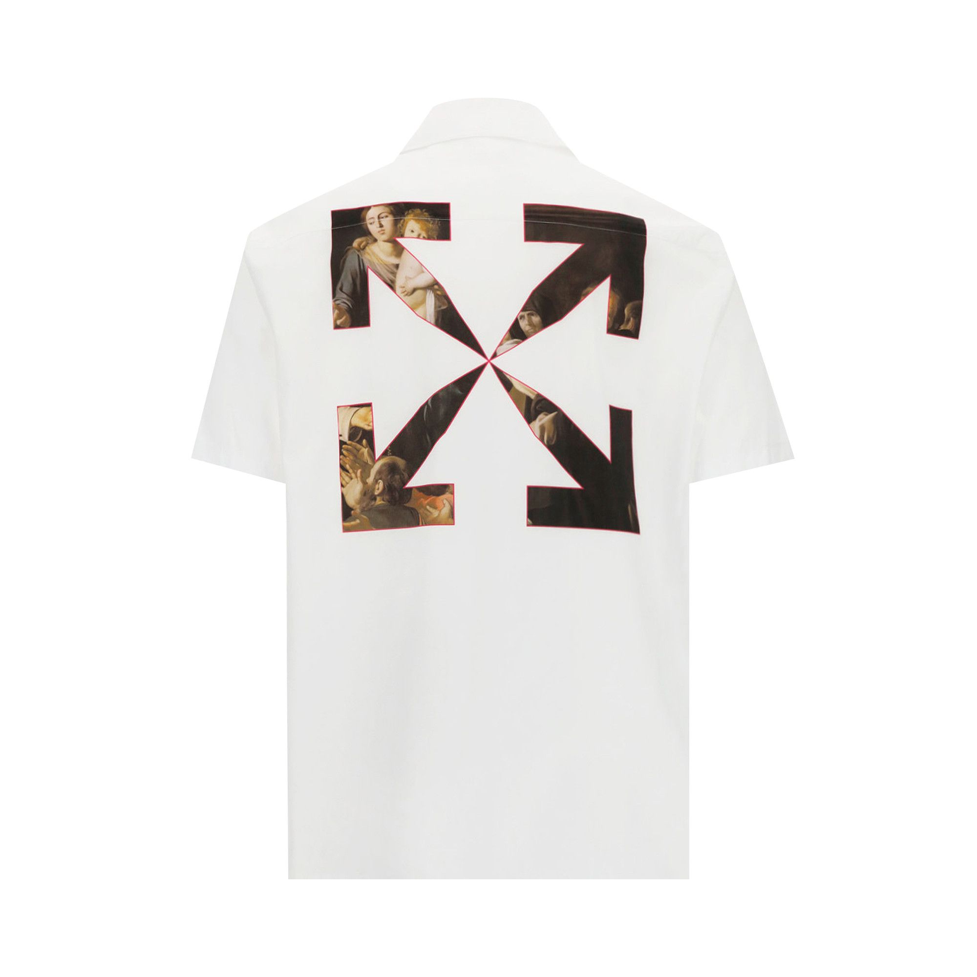 Buy Off-White Sprayed Caravaggio Holiday Shirt 'White/Red Buy Off-White Sprayed Caravaggio Holiday Shirt 'White/Red