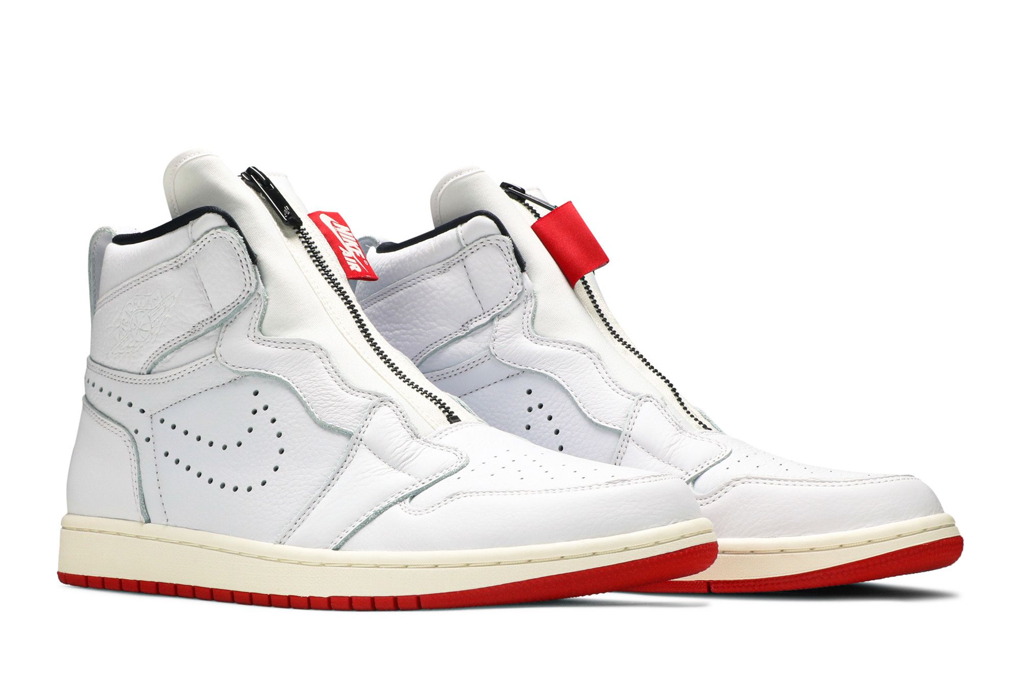 スニーカー Nike Air Jordan 1 Retro High Zip White University Red Women's Air Jordan 1 High Zip 'White & University Red