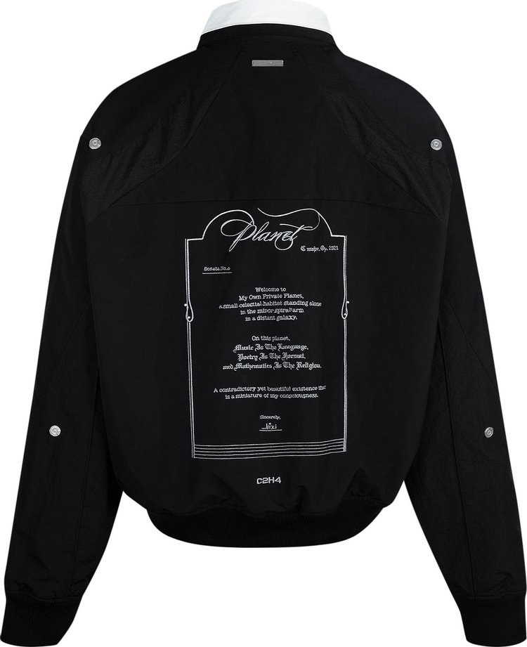 C2H4 My Own Private Planet Intervein Panelled Bomber Jacket Black