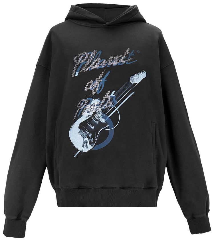 C2H4 My Own Private Planet Grunge Guitar Print Hoodie Grey