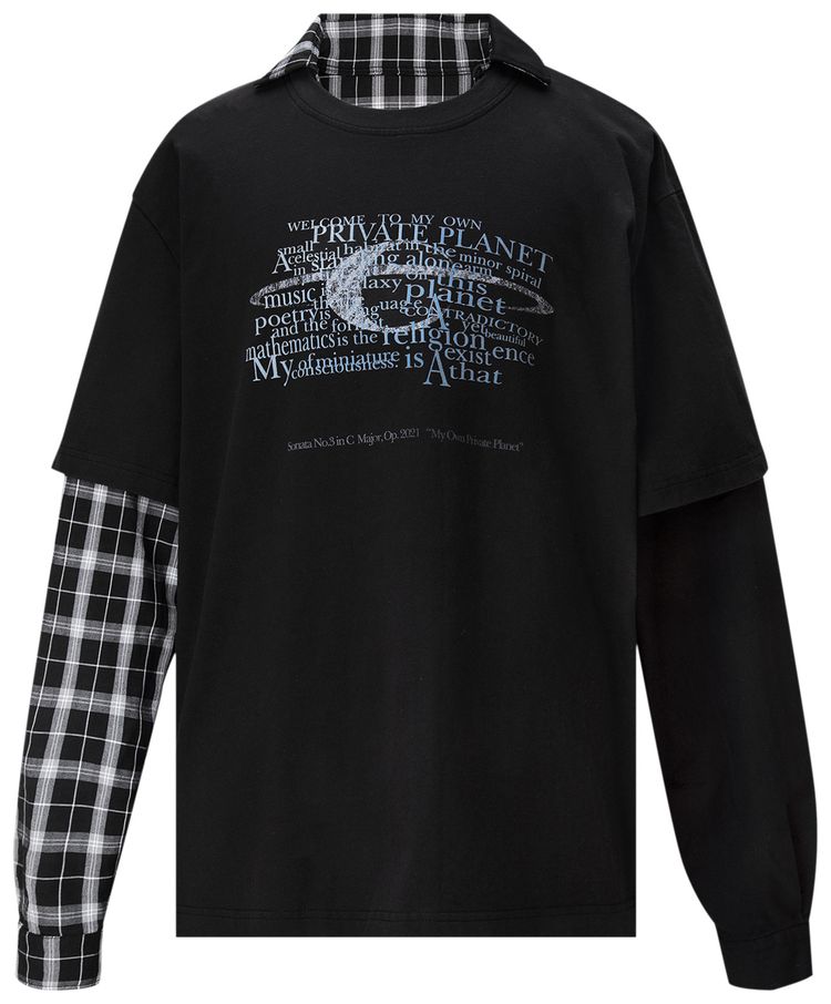 C2H4 Double Layer Long Sleeve Shirt Fuzzy Black