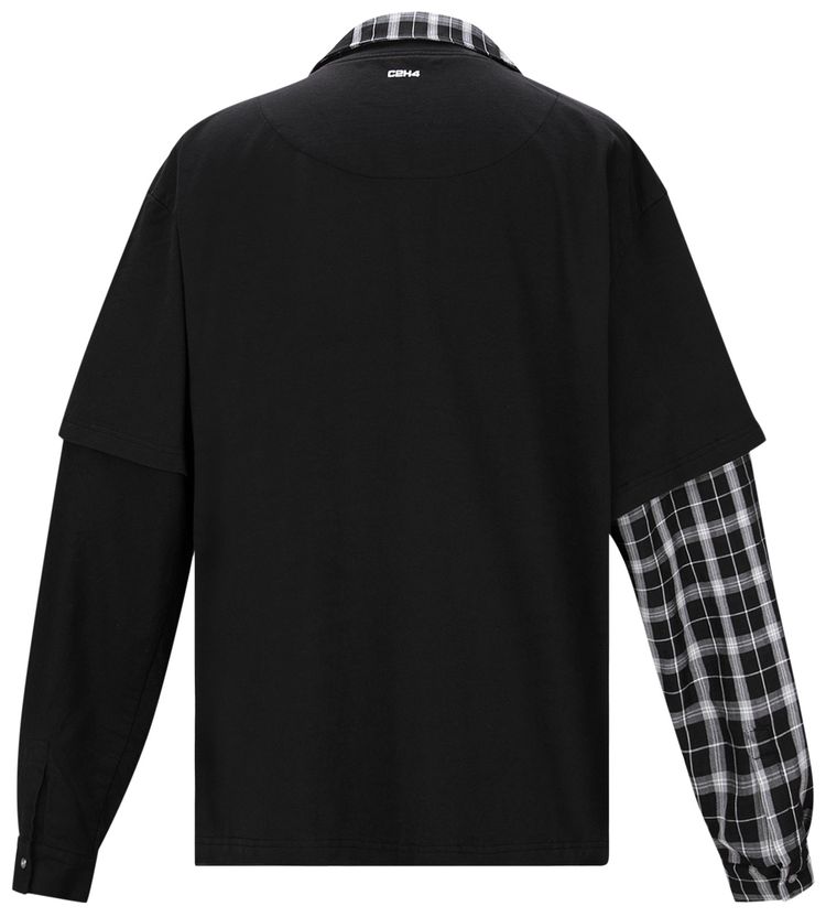 C2H4 Double Layer Long Sleeve Shirt Fuzzy Black