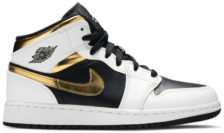 Air Jordan 1 Mid GS White Gold