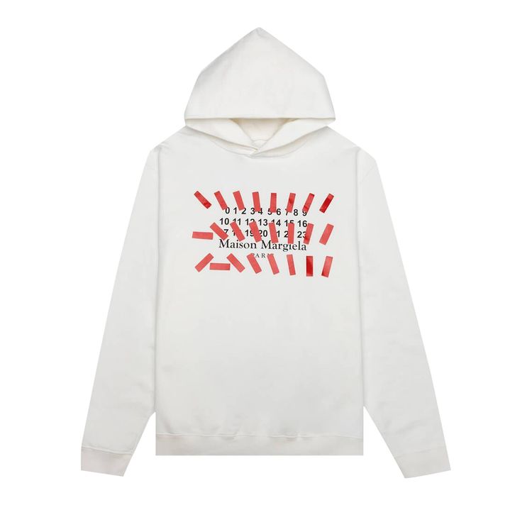 Maison Margiela Stripe Stamp Hooded Sweatshirt Off White