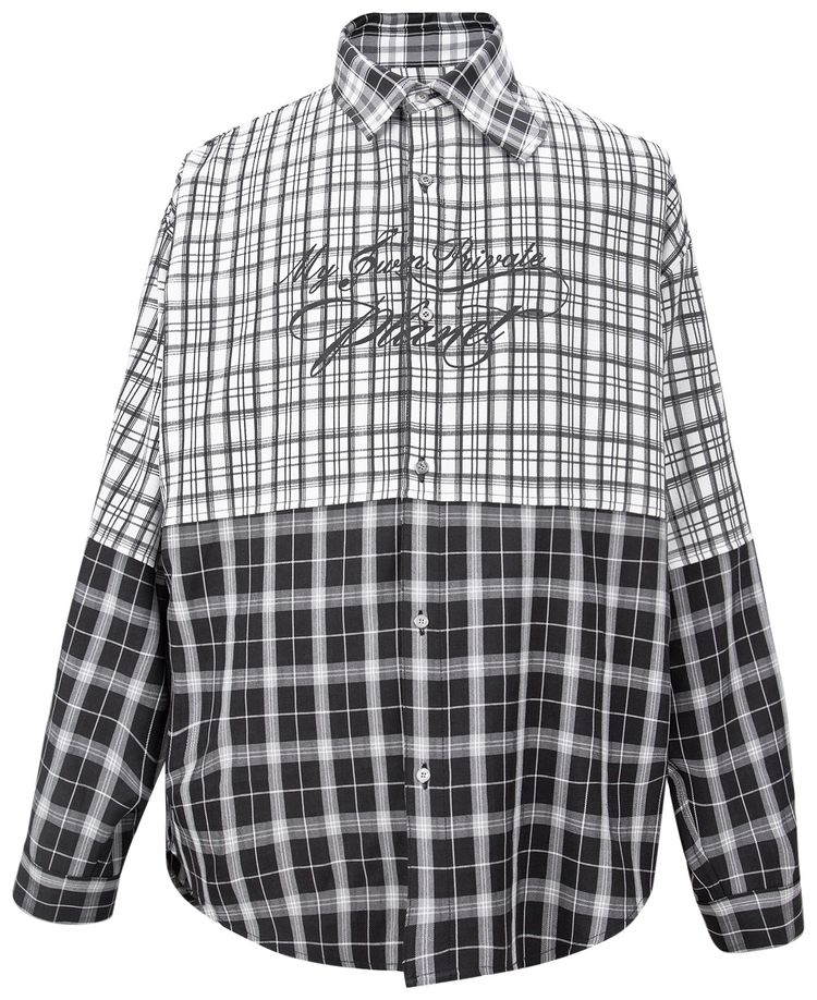 C2H4 My Own Private Planet Panelled Check Shirt Multicolor