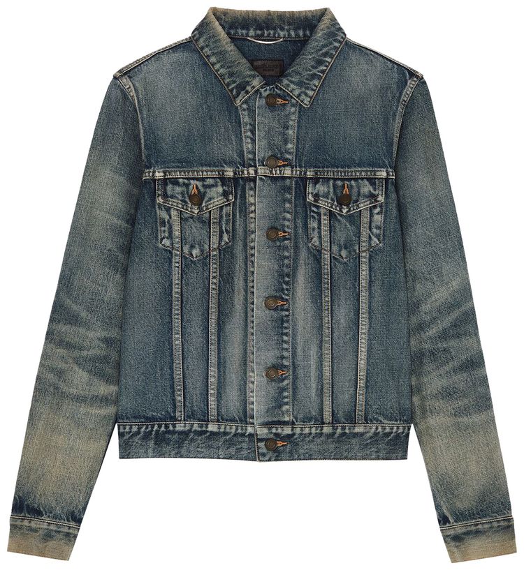 Saint Laurent Fitted Denim Jacket Dirty Sandy Blue