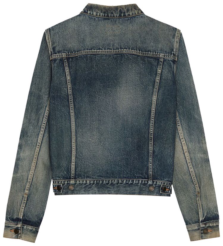 Saint Laurent Fitted Denim Jacket Dirty Sandy Blue