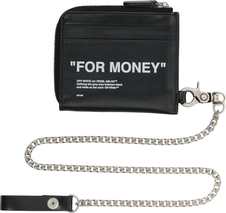 Off White Quote Chain Wallet BlackWhite