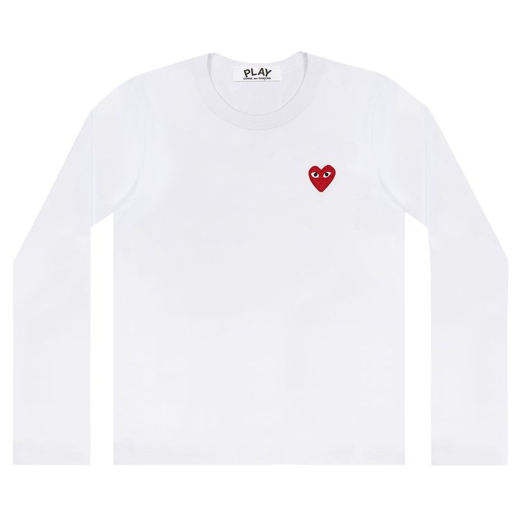 Comme des Garcons PLAY Heart Long Sleeve T Shirt White