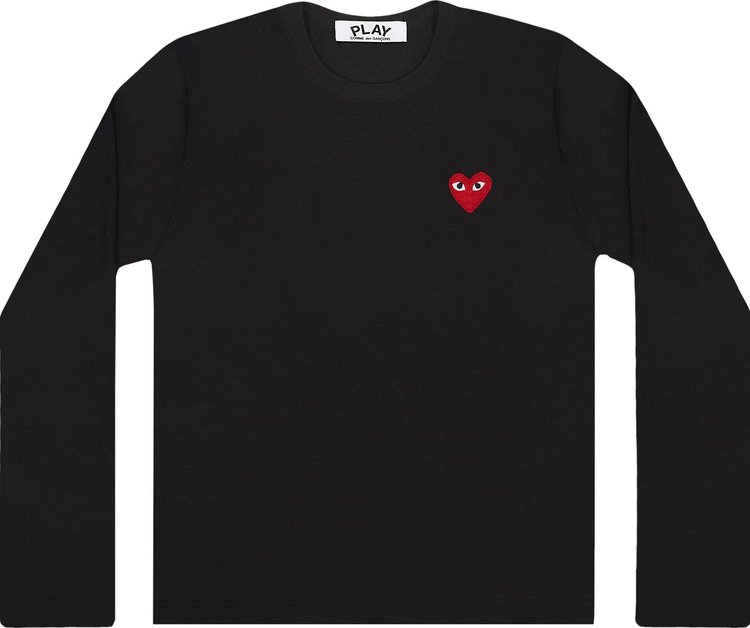 Comme des Garcons PLAY Heart Long Sleeve T Shirt Black