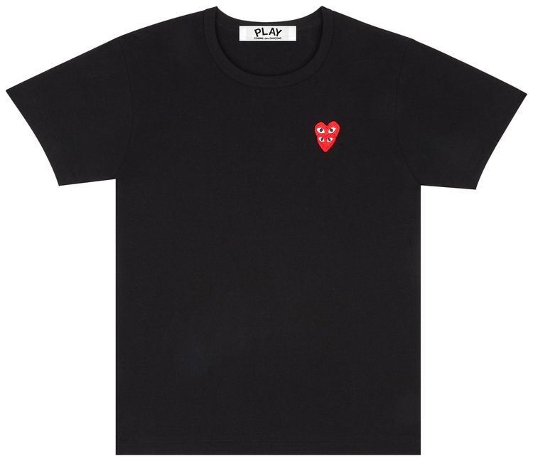 Comme des Garcons PLAY Double Heart T Shirt Black