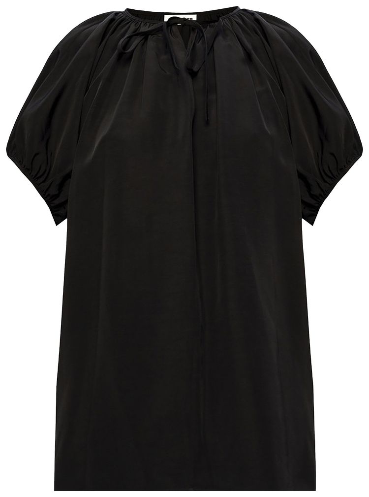 Jil Sander Short Sleeve Top With Tie Neck Black