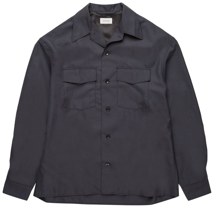 Lemaire Convertible Collar Shirt Anthracite