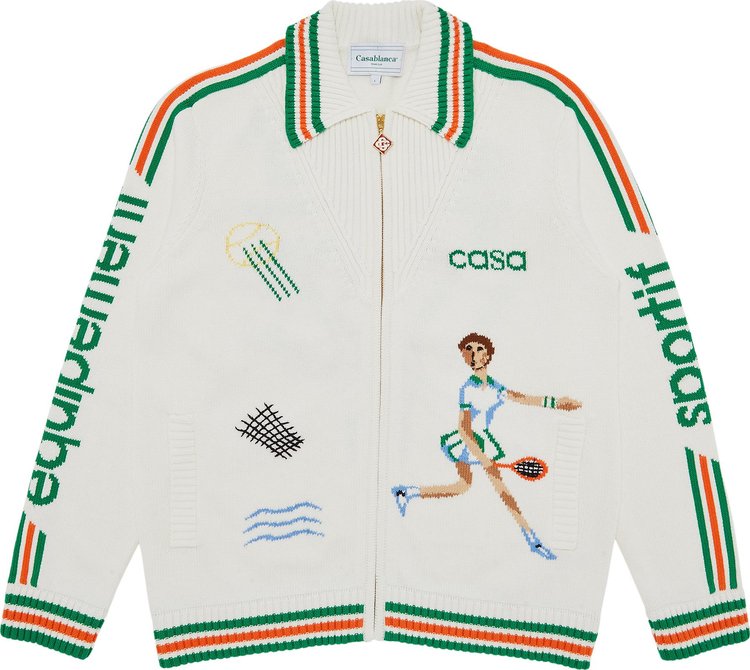 Casablanca Le Jeu Intarsia Knit Jacket White