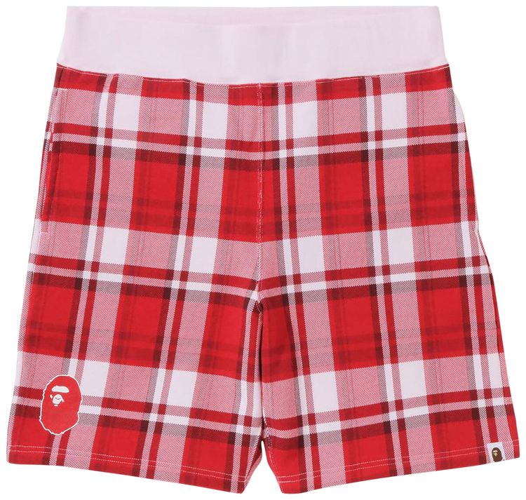 BAPE Check Gift Sweatshorts Red