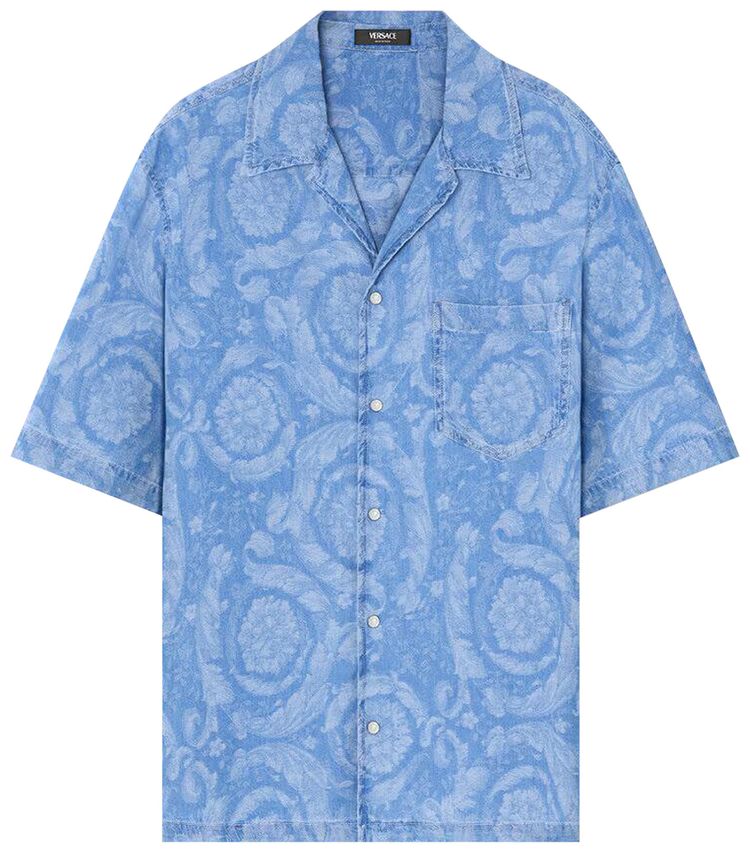Versace All Over Denim Shirt Light Blue