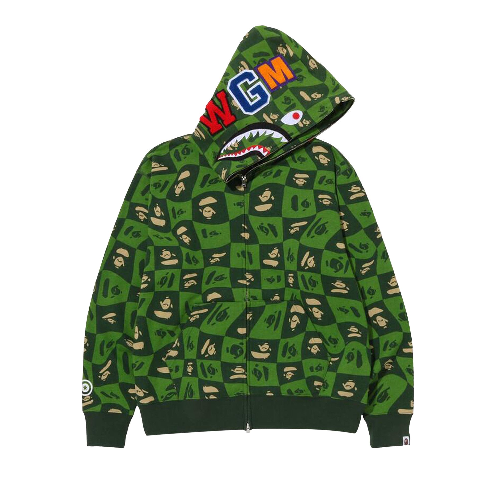 Buy BAPE Distortion Shark Relaxed Fit Full Zip Hoodie Green 1I80 115 002 GREEN GOAT AU